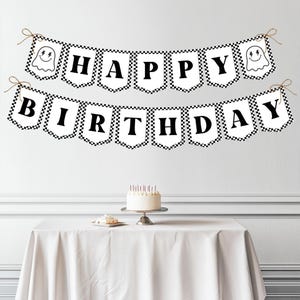 One Spooky Dude Birthday Banner, Editable Ghost Party Pennant Banner, Halloween 1st Birthday, Groovy Fall Ghost Theme, Retro Boy Decor