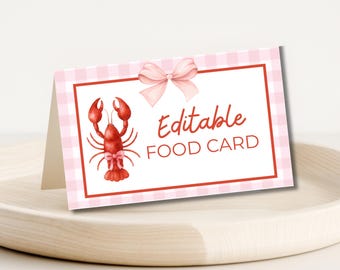 Pinch Me I'm One Birthday Food Labels: Seafood Boil Birthday Catering Cards Template (Digital Download)