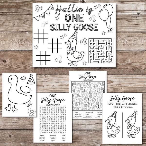 Silly Goose 1st Birthday Party Activity Bundle: Games & Crafts (Digital Download)