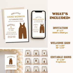 Worker Birthday Party Bundle: Editable Workwear Theme (Digital Download) image 2