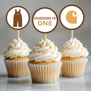 Rugged Workwear Cupcake Toppers: Construction, Farmer, Mechanic Party (Digital Download)