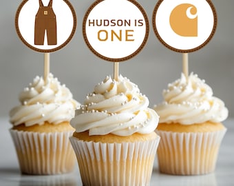 Rugged Workwear Cupcake Toppers: Construction, Farmer, Mechanic Party (Digital Download)