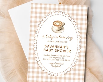 Baby Is Brewing Baby Shower Invite: Coffee Baby Shower Invitation Template (Digital Download)