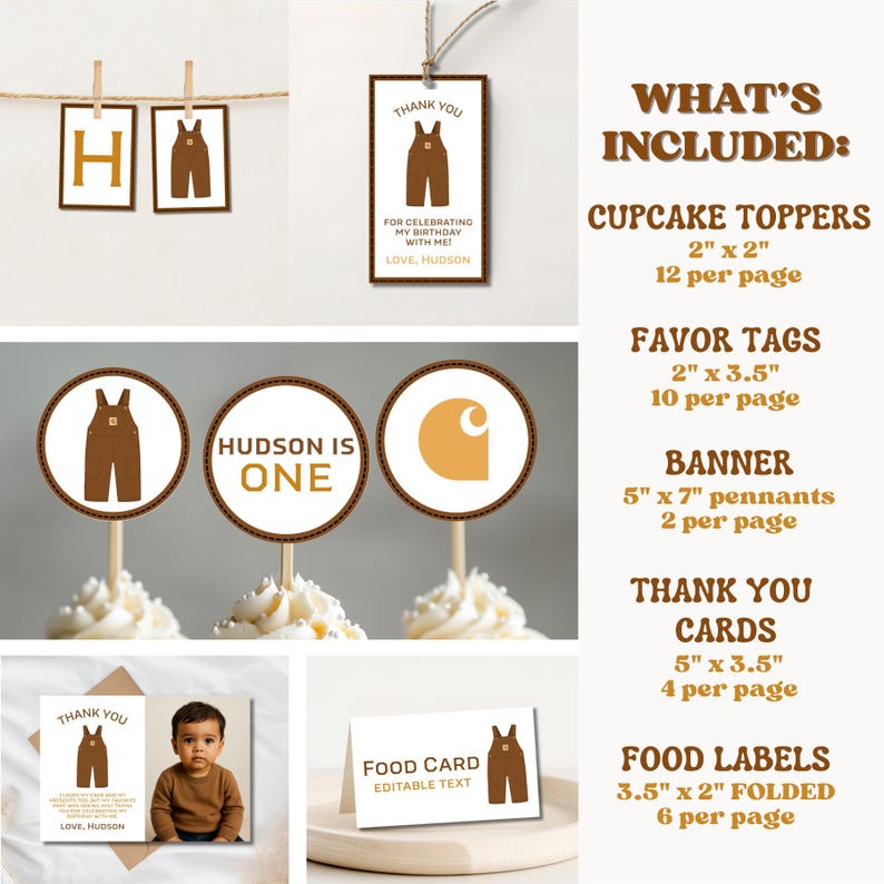 Worker Birthday Party Bundle: Editable Workwear Theme (Digital Download) image 3