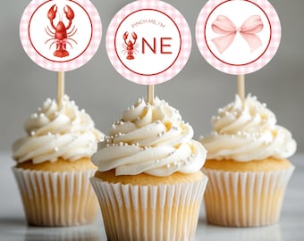 Pinch Me I'm One Birthday Cupcake Toppers: Seafood Boil Birthday Cupcake Toppers Template (Digital Download)