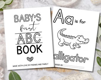Attività del libro ABC per baby shower: il primo libro dell'alfabeto per bambini creato dall'insegnante (download digitale)