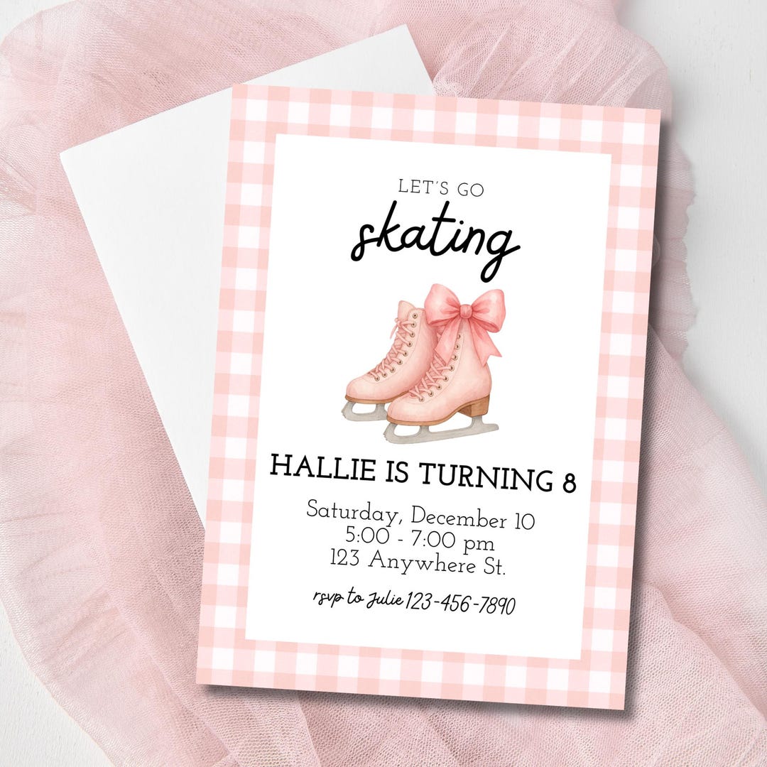 Ice Skating Birthday Invite: Let's Go Skating Invitation Template ...