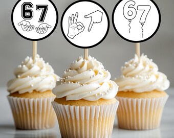 6 7 décorations pour cupcakes : six sept décorations pour aliments imprimables (téléchargement numérique)