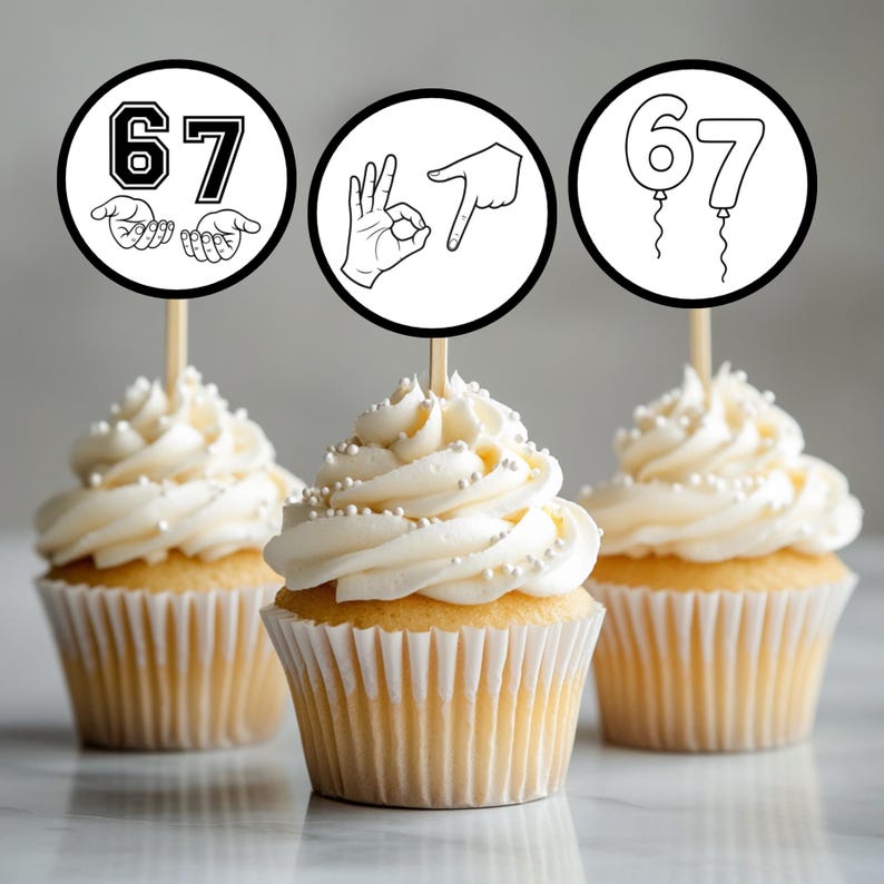 6 7 Cupcake Toppers: Six Seven Printable Food Toppers (digital Download ...