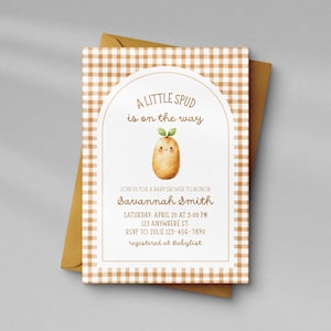 Invitación para baby shower con temática de papa: Plantilla de invitación "Little Spud" (Descarga digital)