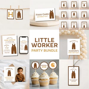 Worker Birthday Party Bundle: Editable Workwear Theme (Digital Download) image 1