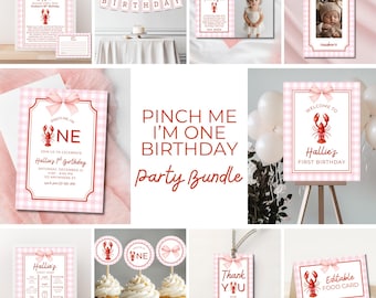 Pinch Me I'm One Birthday Party Bundle: First Seafood Boil Birthday Decor (Digital Download)