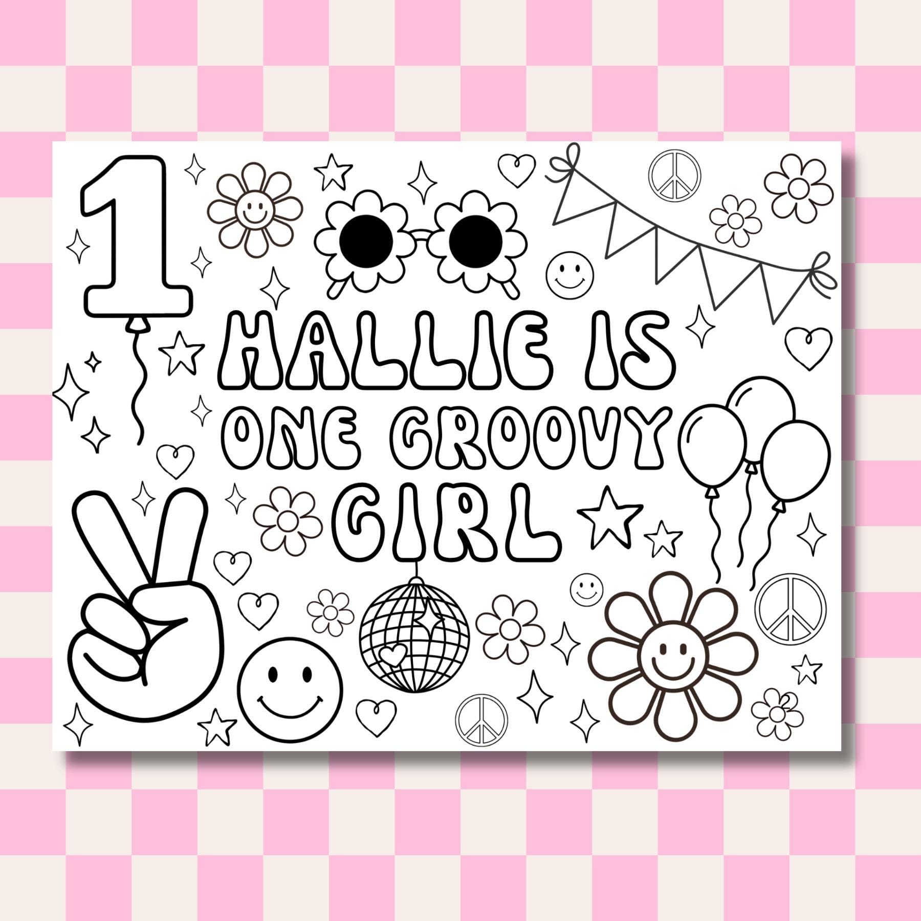 Two Groovy Coloring Page: Groovy Birthday Party Activity (digital ...