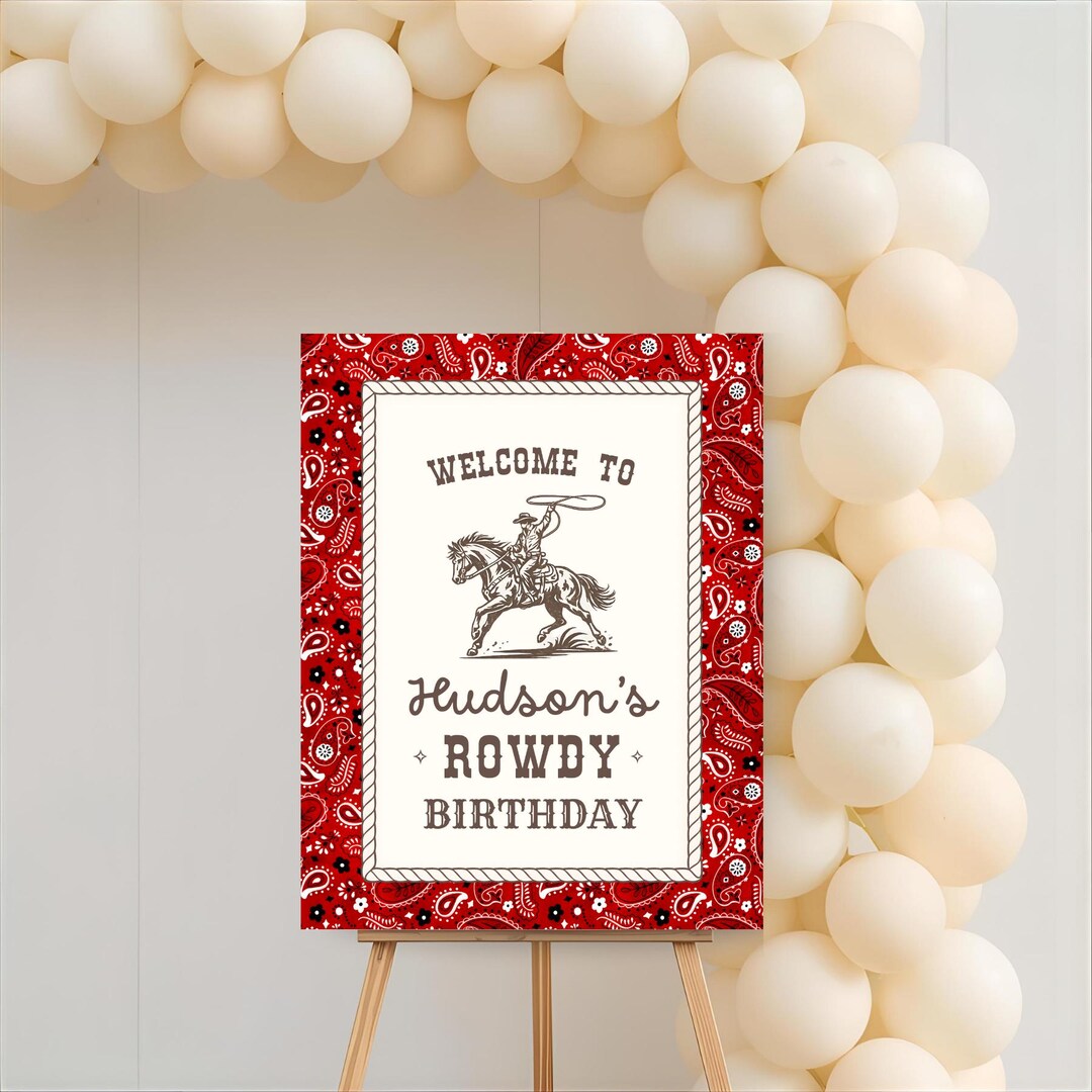 Rowdy Rodeo Sign Rowdy Birthday Welcome Sign: Cowboy Rodeo Sign Template (digital ...