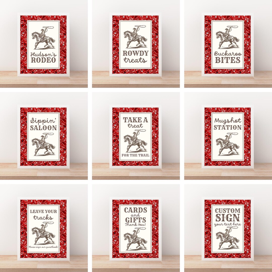 Rowdy Birthday Party Signs: Cowboy Rodeo Sign Template (digital ...