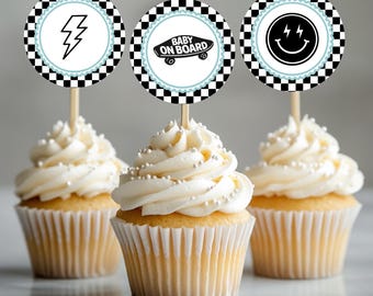 Baby on Board Cupcake Toppers: Skateboard Baby Shower Decor Template (Digital Download)