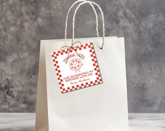 Pizza Party Birthday Thank You Tags: Pizzeria Birthday Favor Tags Template (Digital Download)