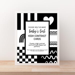 High Contrast Card Station: Baby Shower Activity Sign (Digital Download)