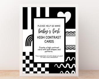 High Contrast Card Station: Baby Shower Activity Sign (Digital Download)