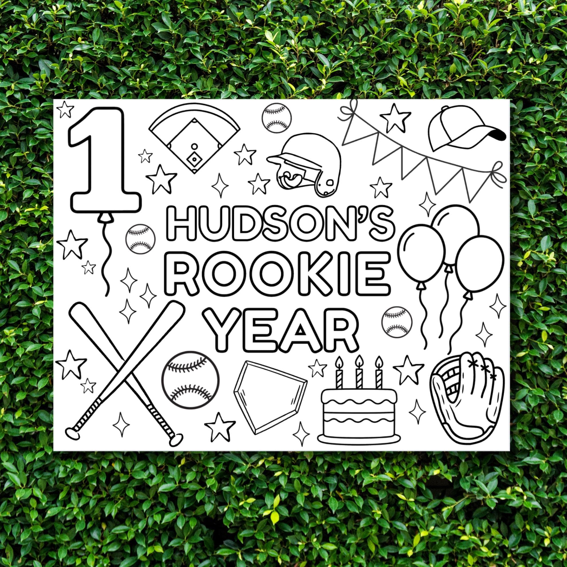 Rookie of the Year Coloring Page: Baseball Birthday Party Activity ...