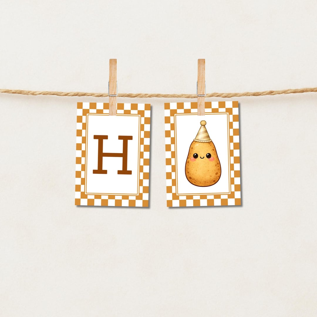 Potato Birthday Banner: Spud Party Decor Template (digital Download) - Etsy