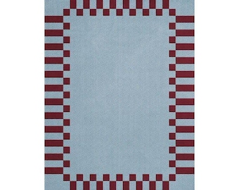 9x12ft Hand Tufted Modern Area Rug | Blue & Red Border Carpet | Contemporary Living Room Rug | Premium Soft Wool Look | Custom Size Rug