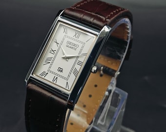 Vintage Seiko Slim Tank Quartz Man’s Wrist Watch