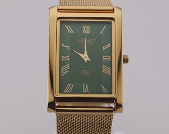 Vintage SEIKO Dolce Exceline 7741-5050 Tank Shap SGP Gold Plated