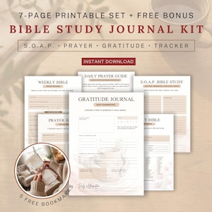 Afdrukbare kit bijbelstudiedagboek – zeepmethode, gebed, dankbaarheid, reflectie (pdf-download)