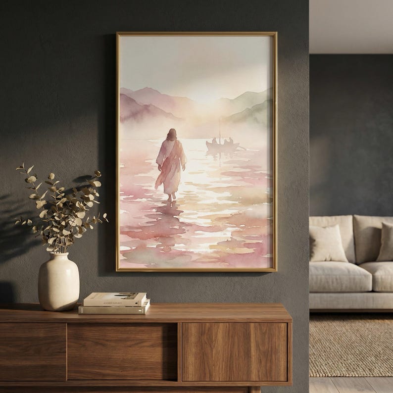 Jesus Walking on Water Watercolor Print: LDS Christian Wall Art - Etsy