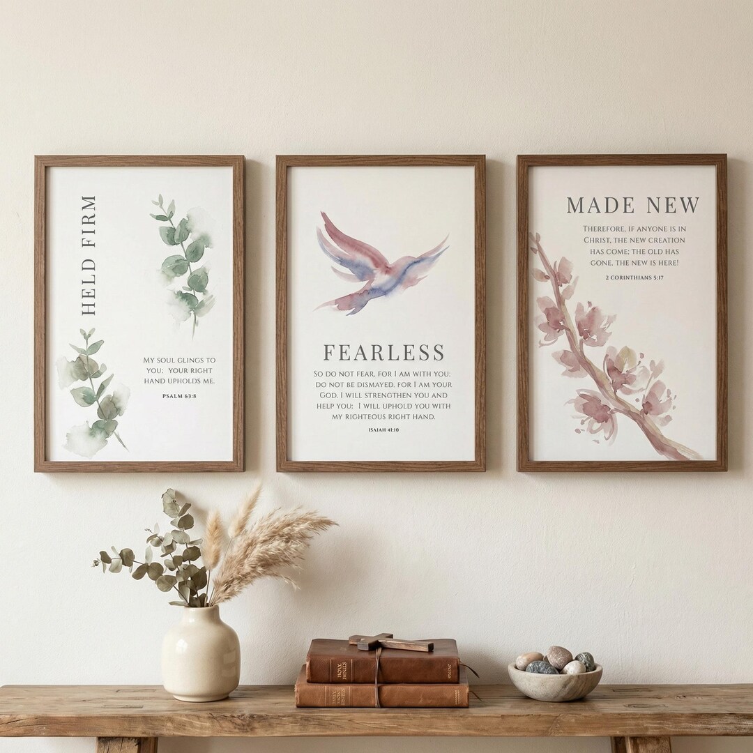 Christian Art Set of 3 Prints, Minimalist Scripture, Bible Verse ...