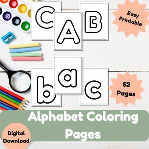 Alphabet de pages à colorier : activité ABC pour les tout-petits et les enfants d&#39;âge préscolaire (téléchargement numérique)