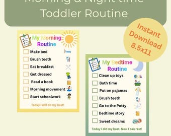 Homeschool Morning and Night Routine Charts for toddlers- Printable Visual Schedule