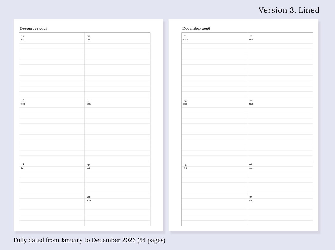 Minimalist 2026 Weekly Planner Printable | A5 Week on One Page | Blank ...