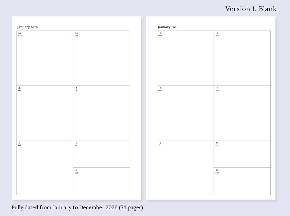 Minimalist 2026 Weekly Planner Printable | A5 Week on One Page | Blank ...