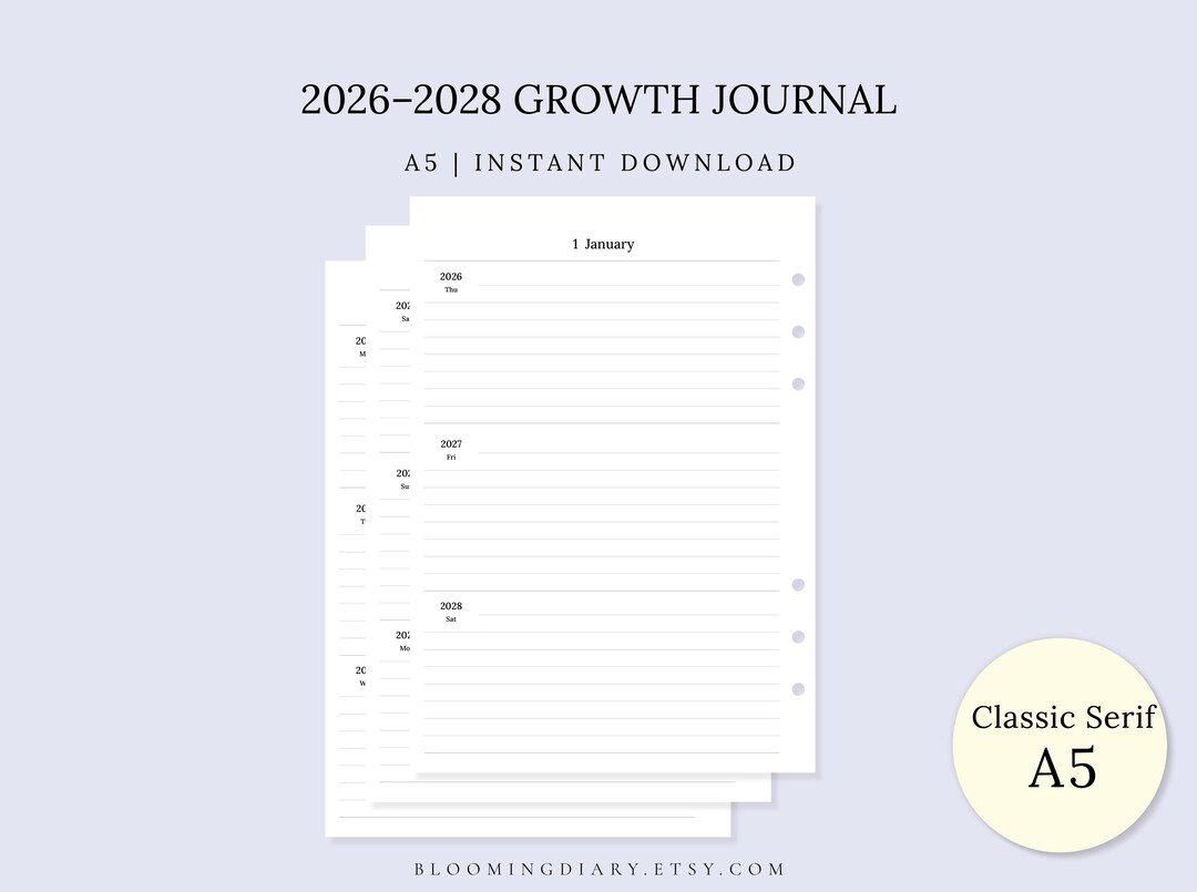 2026-2027 Daily Planner Printable | Minimal Lined Diary PDF | Classic ...
