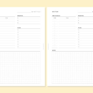 Minimal Daily Planner | Undated Daily Insert | Time Schedule Blank | To-Do, Priorities, Notes | A5 Printable PDF | Simple journal | 2026 image 2