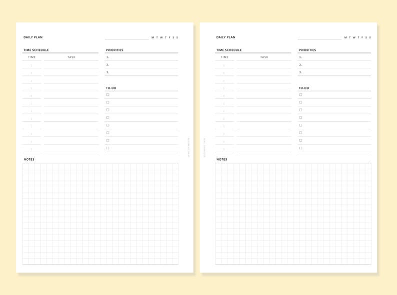 Minimal Daily Planner | Undated Daily Insert | Time Schedule Blank | To-Do, Priorities, Notes | A5 Printable PDF | Simple journal | 2026 image 2