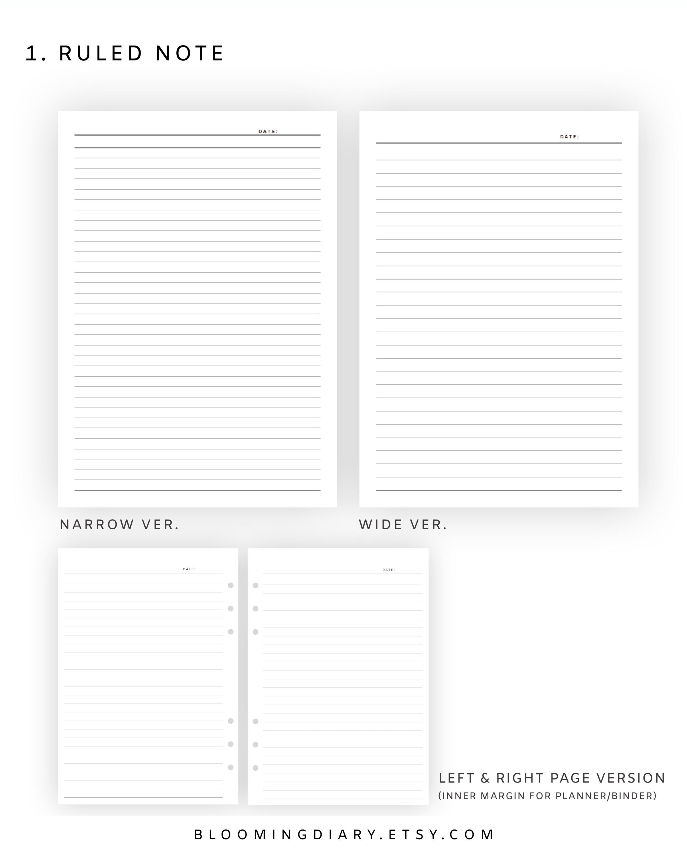 Ruled Note A4 Ruled Note Templates | Lined, Grid, Summary, Drawing, 2 Column, 3 ...