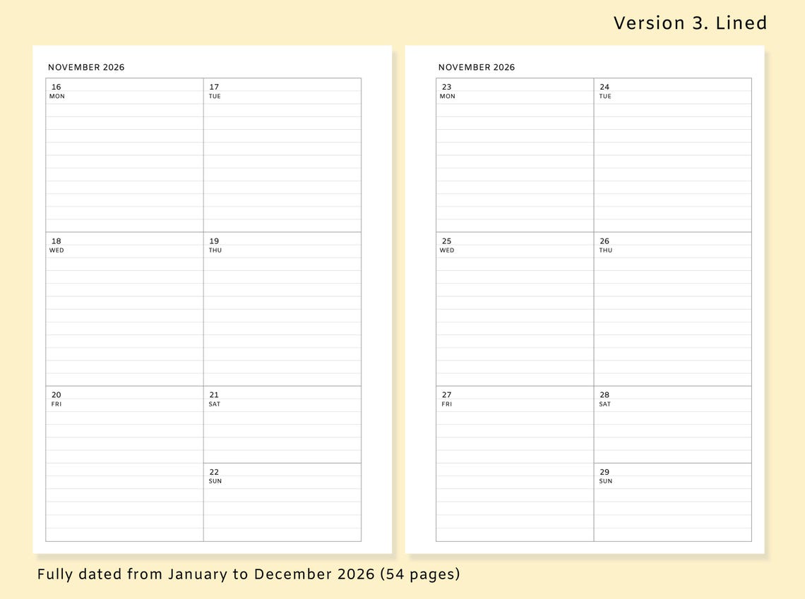 A5 2026 Weekly Planner Printable | Modern Sans-serif Style | Week on ...