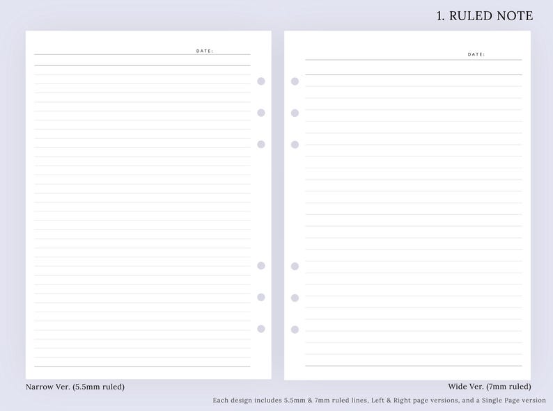 Note Summarising Ruling A5 Ruled Note Templates | Lined, Grid, Summary, Drawing, 2 Column, 3 ...
