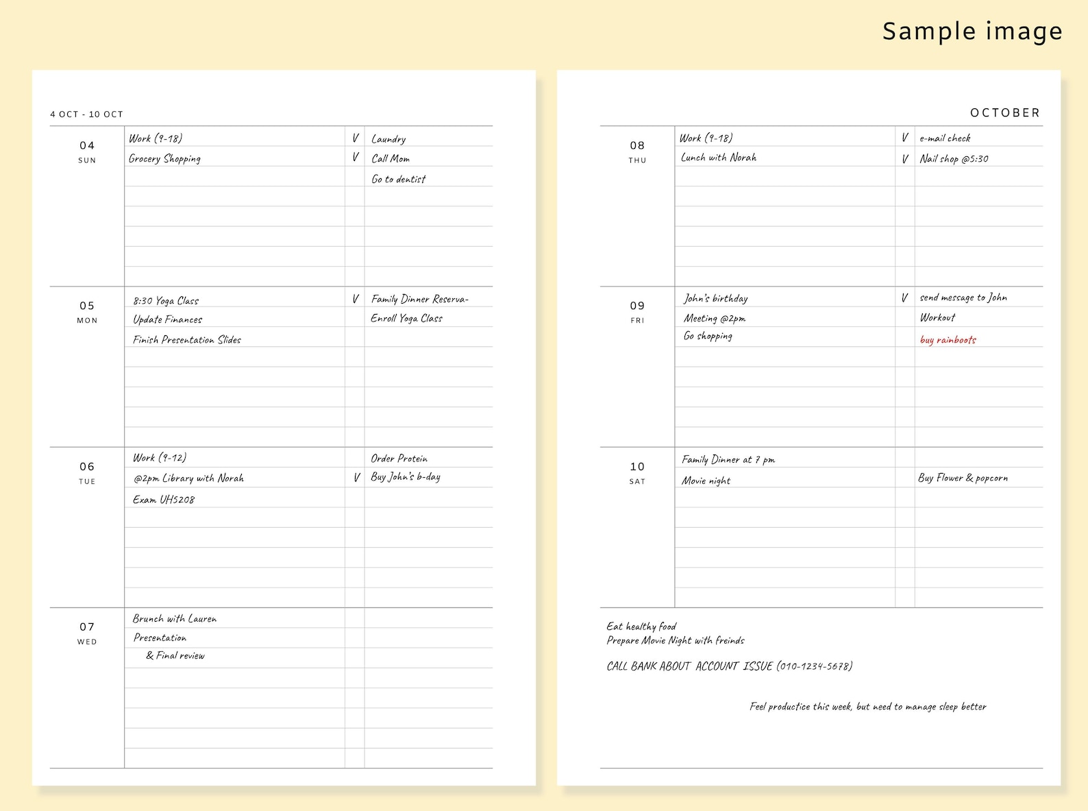 2026 Weekly Planner | A5 Printable Schedule | Simple Week on Two Pages ...