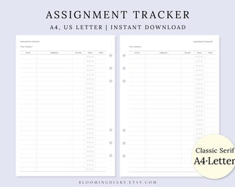 Assignment Tracker Printable | Homework Log PDF | Student To-do List ...