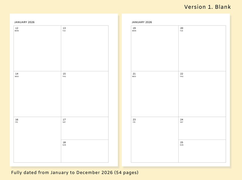 A5 2026 Weekly Planner Printable | Modern Sans-serif Style | Week on ...