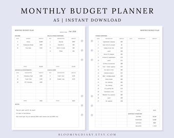 Monthly Budget Planner Printable | A5 Budget Sheet PDF | Income, Expense, Savings Tracker | Minimal Finance Template