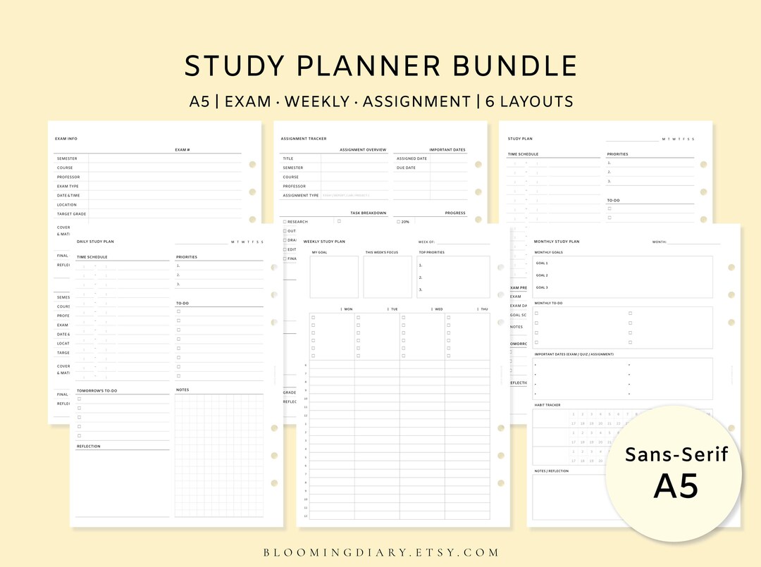 Study Planner Bundle | Minimalist College Planner | Exam Preparation ...