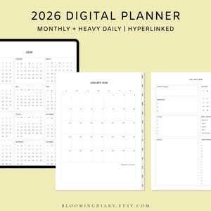 Agenda digital 2026 · Agenda minimalista con hipervínculos · Mensual + Diario intensivo · Compatible con iPad GoodNotes · PDF en formato 3:4 · Diseño limpio y profesional