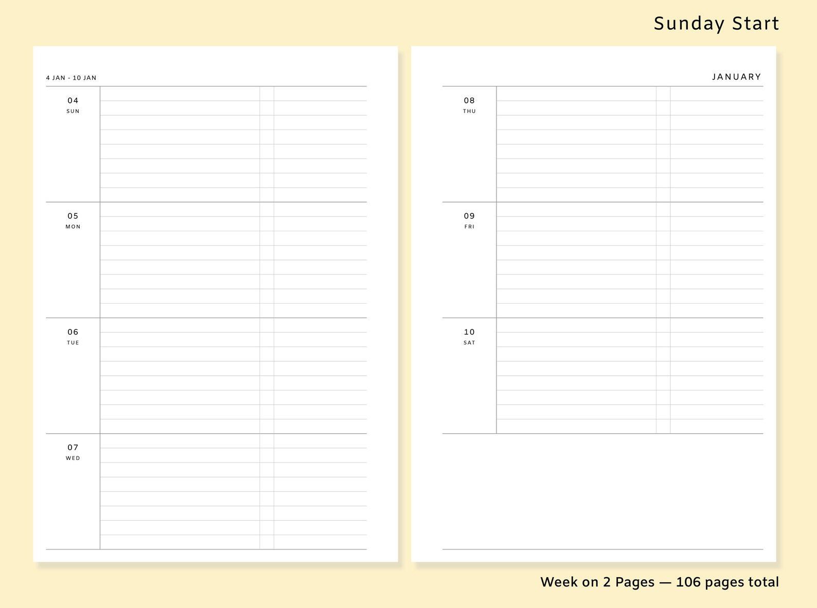 2026 Weekly Planner | A5 Printable Schedule | Simple Week on Two Pages ...