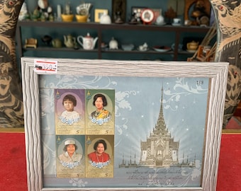Juego de sellos antiguos tailandeses de 2008 enmarcado – Sellos conmemorativos de la princesa Galyani Vadhana, colección de sellos reales de Tailandia.