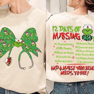 Coquette Nurse Bow Christmas Png, Green Mean Guy Nurse Png, Christmas Nurse Bow Png, Nurse Christmas Movie Png, Christmas Gift For Nurse Png